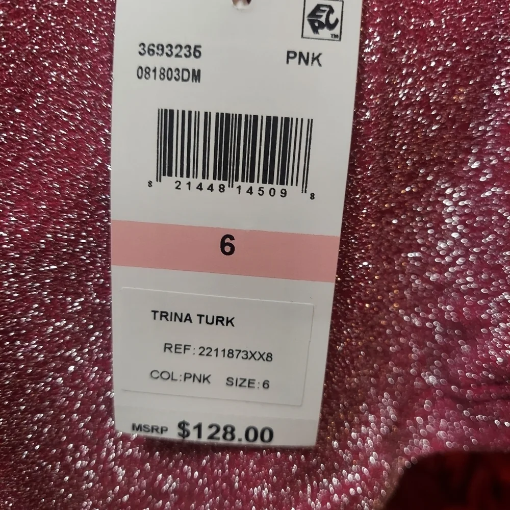 Trina Turk 🔥NWT 🔥Pink Sparkle Bandeau Swim Top 🏊‍♀️👙